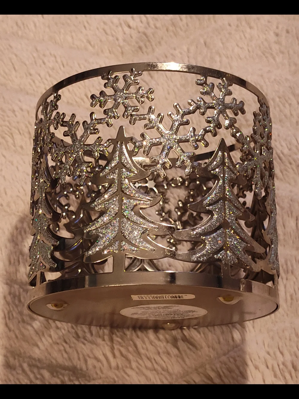 Like-New! Bath & Body Works Silver Snowflake & Pine Tree Candle Holder - Picture 4 of 12